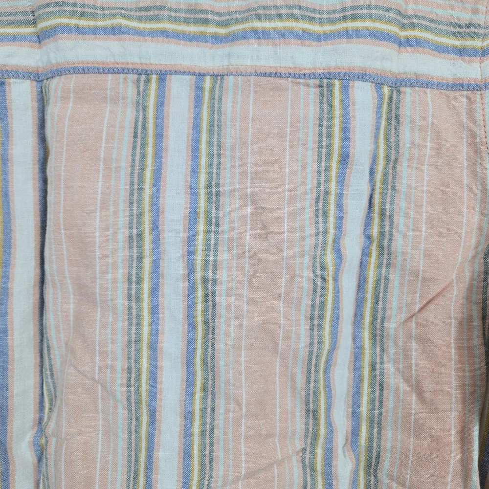 OshKosh Boys Pink Preppy Short Sleeve Striped Textured Button Shirt 6/6A‎ Summer
